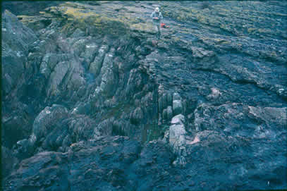 General view of the unconformity and the underlying rocks.